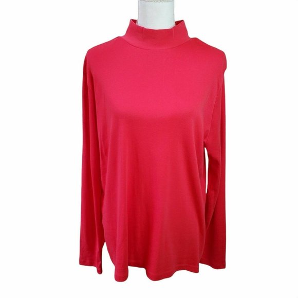 Kim Rogers Womens Top Sz XXL Red Mock Turtleneck - Picture 1 of 7